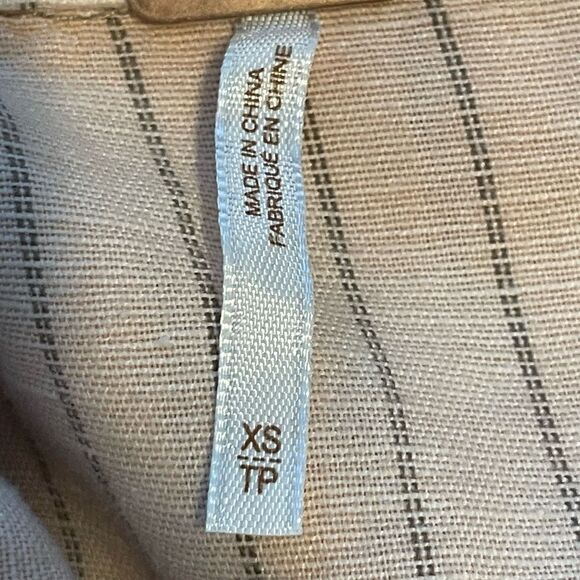 Free People Yarn Dye Stripe Linen Blend Belted Romper Pink Black Long Sleeve Sho - Picture 6 of 9